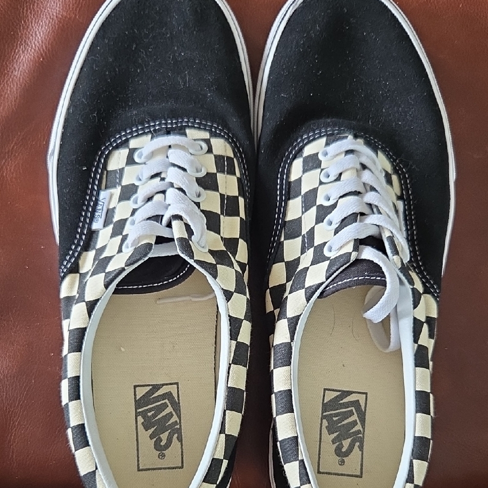 Vans Black and Checkered Lace-Up Sneakers